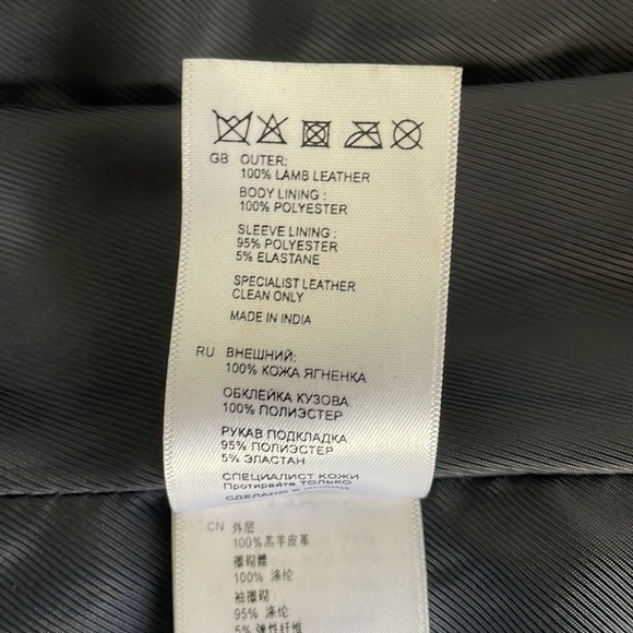 Reiss leather jacket - asymmetric zip, slate color - Picture 7 of 12